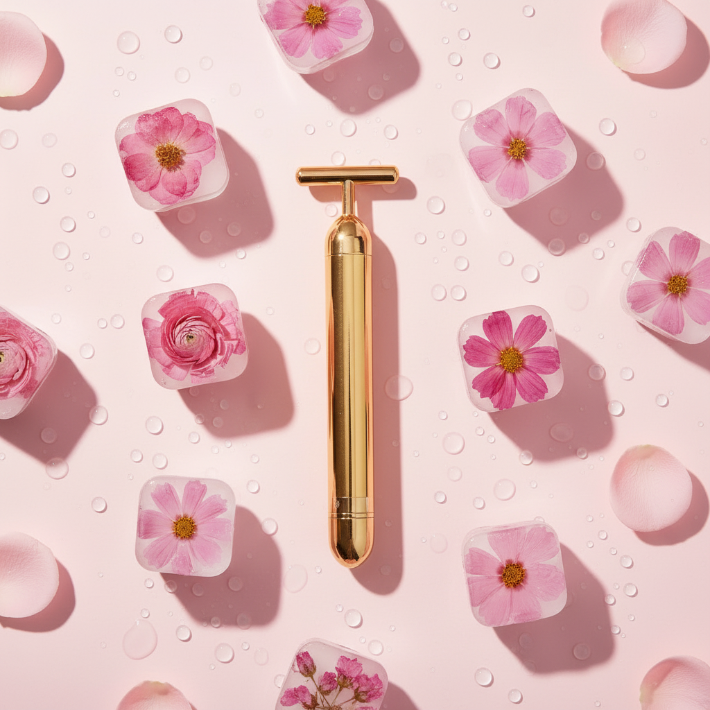 24K Gold Roller - Pink Botanical Ice