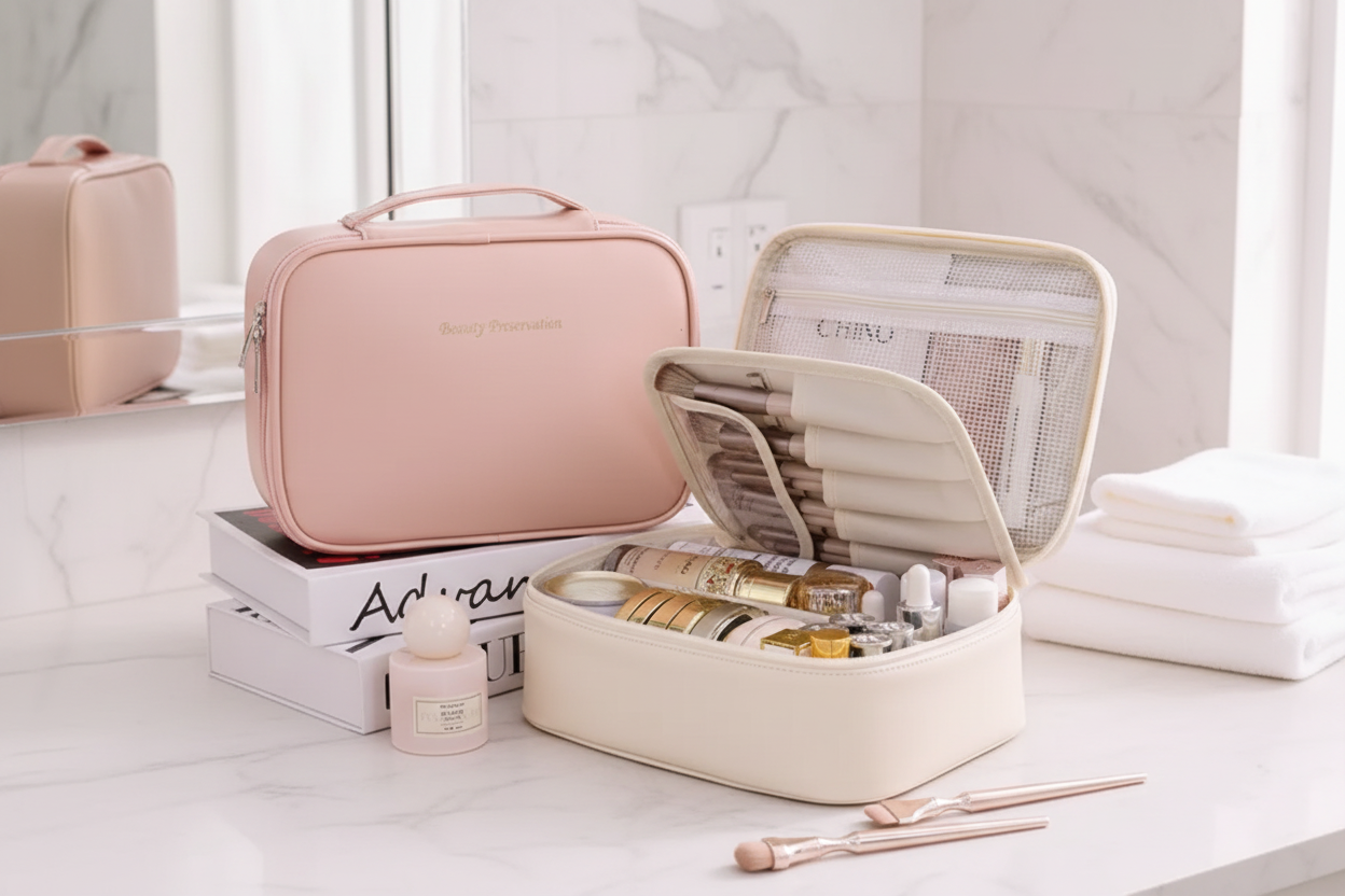 Luxury Travel Makeup Organizer - Bathroom Lifestyle - Aura Luna