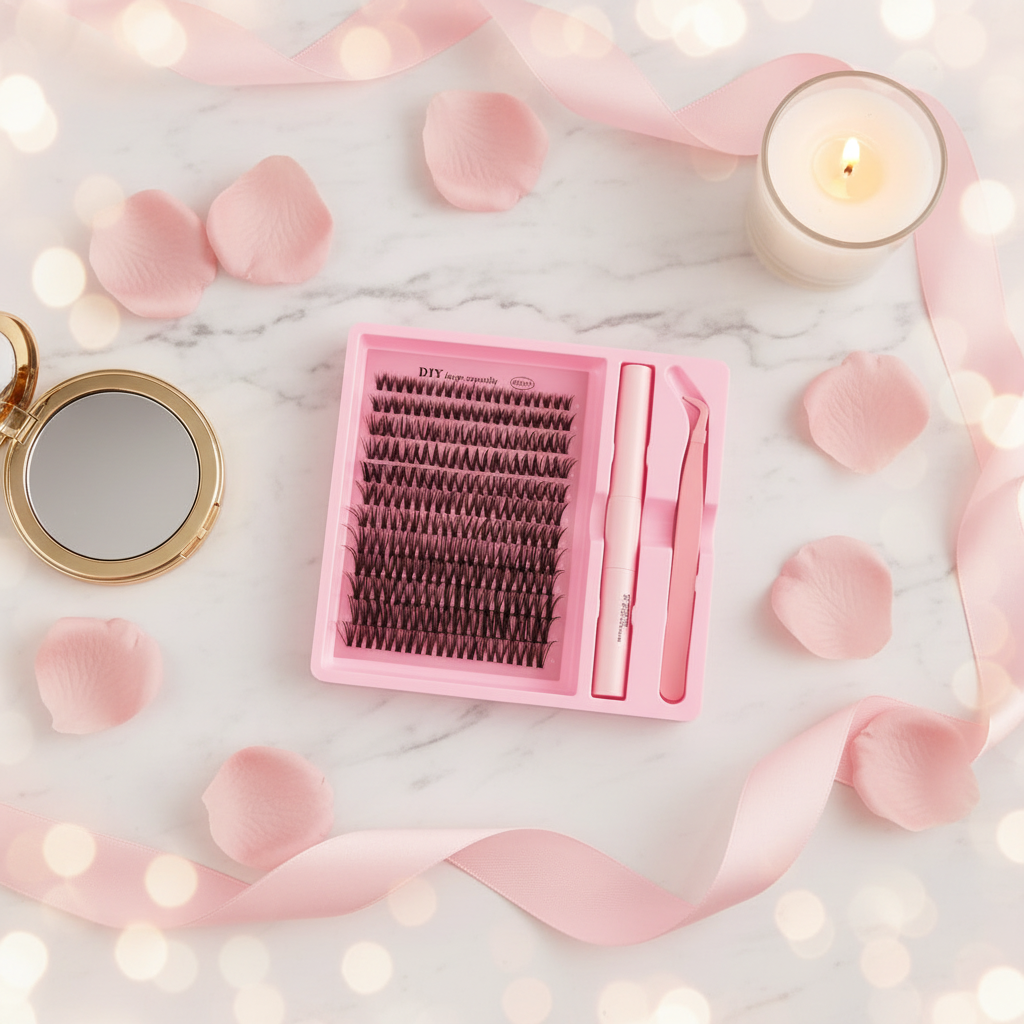 Eyelash Clusters Kit - Flat Lay - Aura Luna