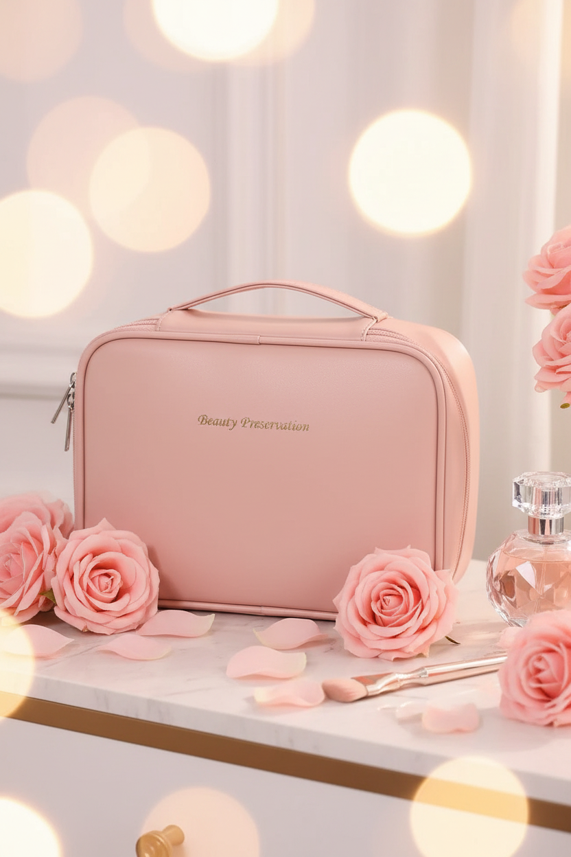 Luxury Travel Makeup Organizer - Pink - Aura Luna
