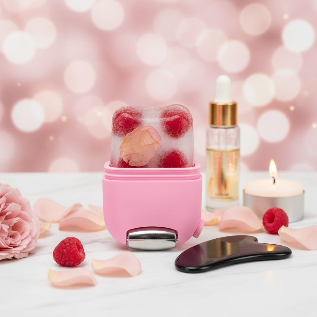 2-in-1 Ice Facial Roller & Gua Sha - Flat Lay - Aura Luna