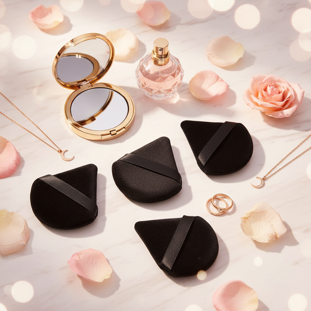 Soft Velvet Makeup Sponge - Flat Lay - Aura Luna