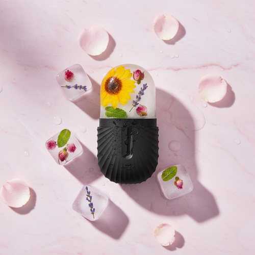 3-in-1 Gua Sha Bundle - ice roller overhead with botanicals