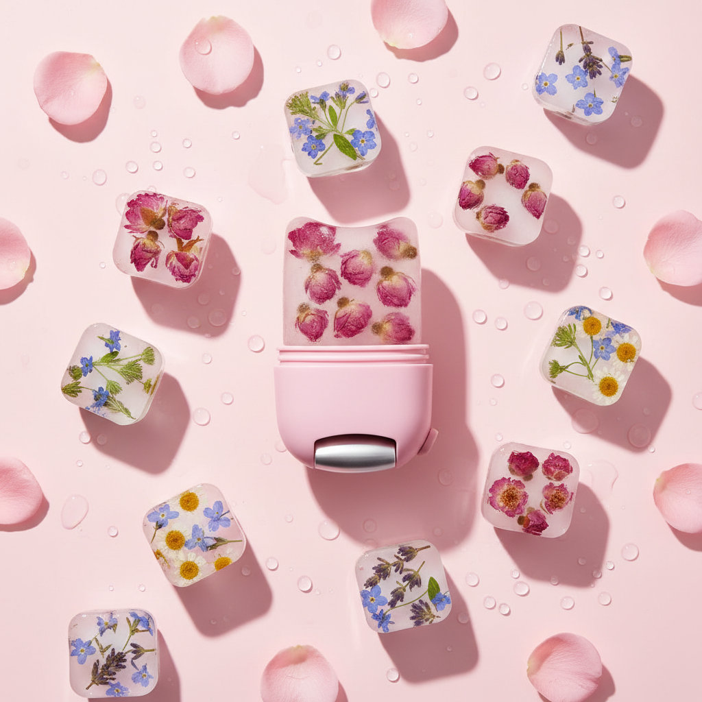 Pink Botanical Ice Flatlay