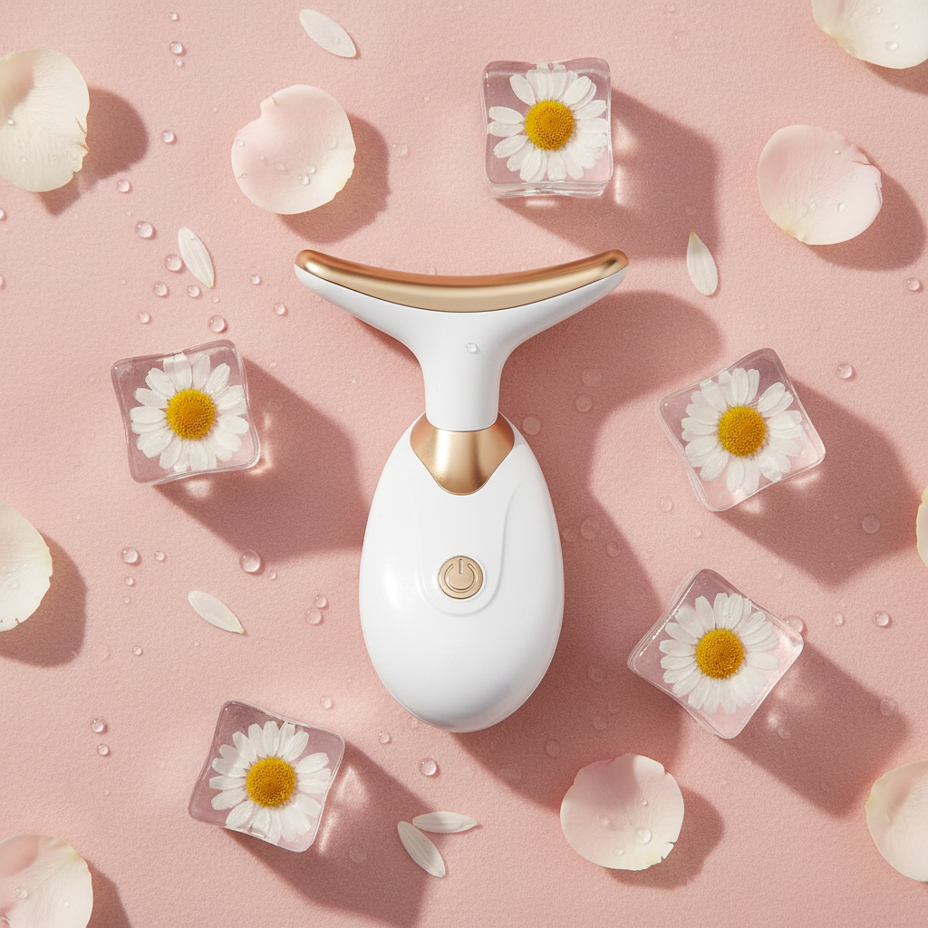 Revitalizing Facial Massage Wand - Pink Daisy Flatlay