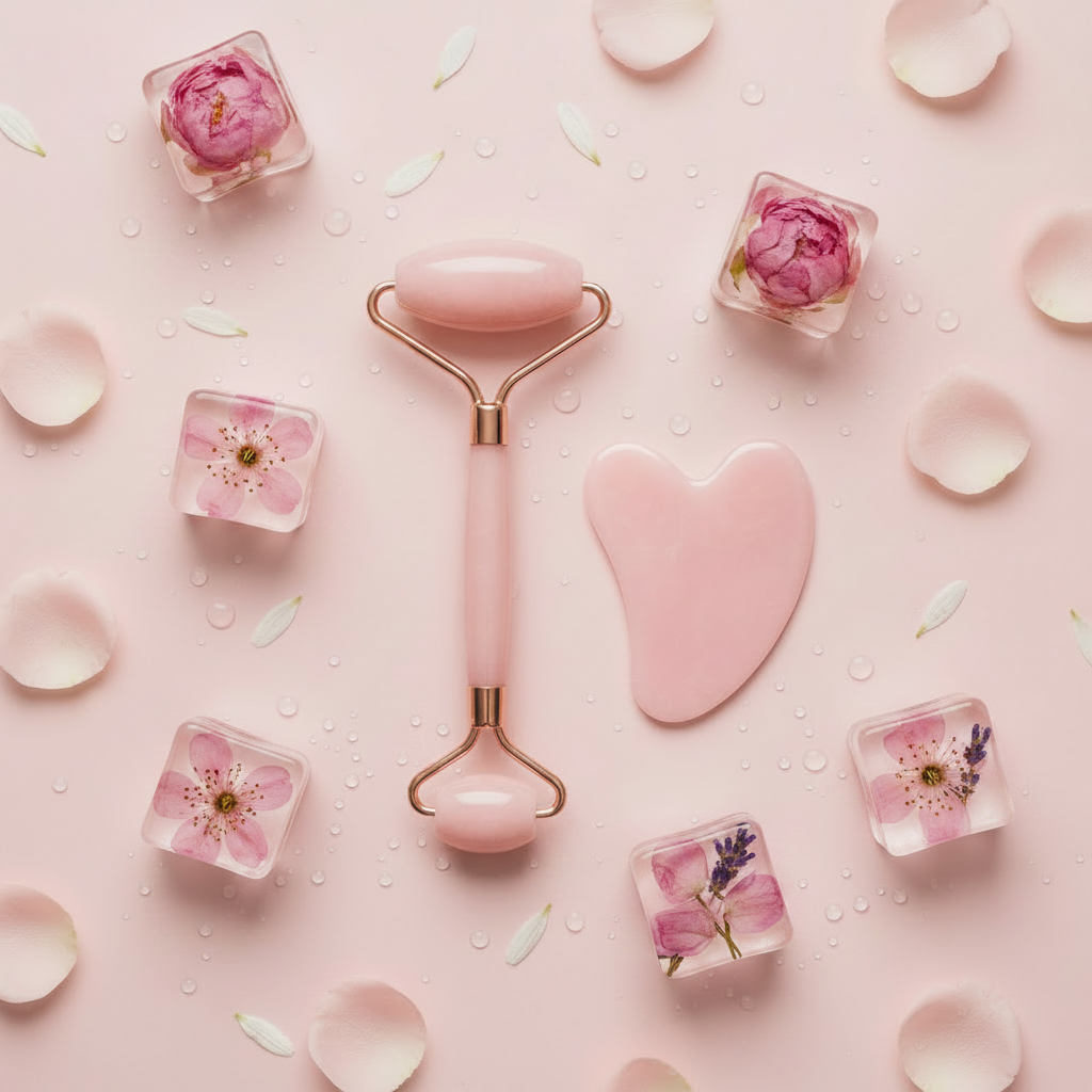 Roller & Gua Sha Duo - Peonies & Cherry Blossom